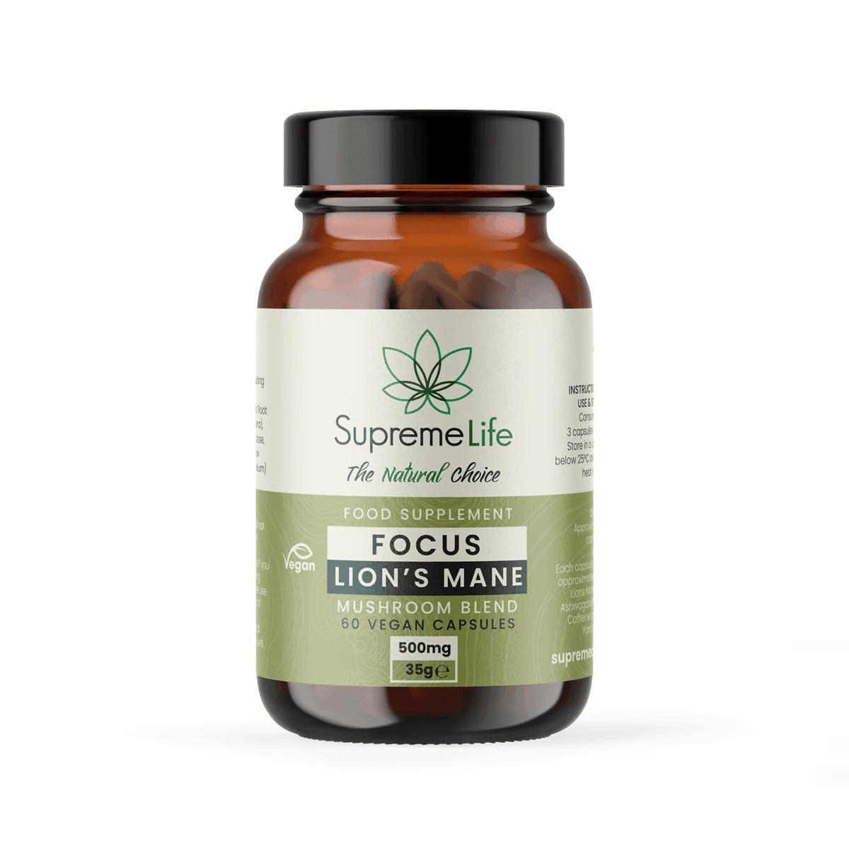 Supreme Cbd Lions Mane Vegan Capsules  - Focus (500Mg) 60 Caps