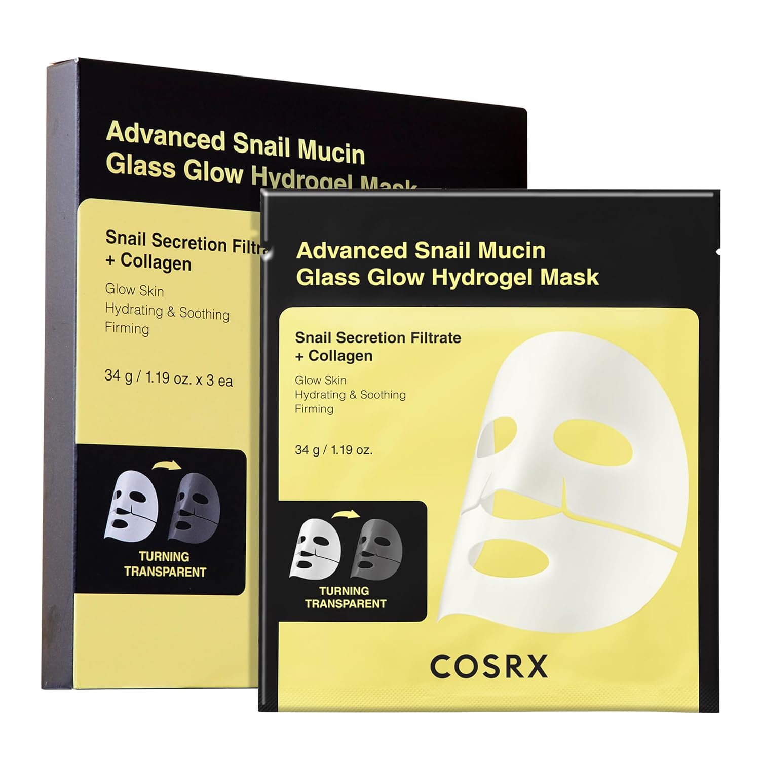 Image of COSRX Advanced Snail Mucin Glass Glow Hydrogel Mask (3 ea)